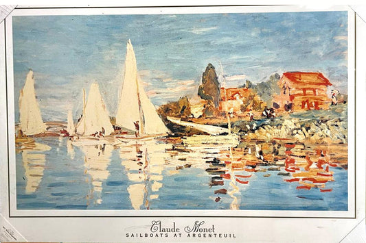 Boats at Argenteuil by Claude Monet 24x36" Plaque Mount